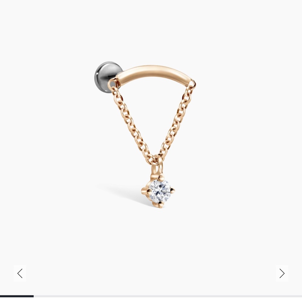 Maria Tash hidden rook rose gold diamond drop earring